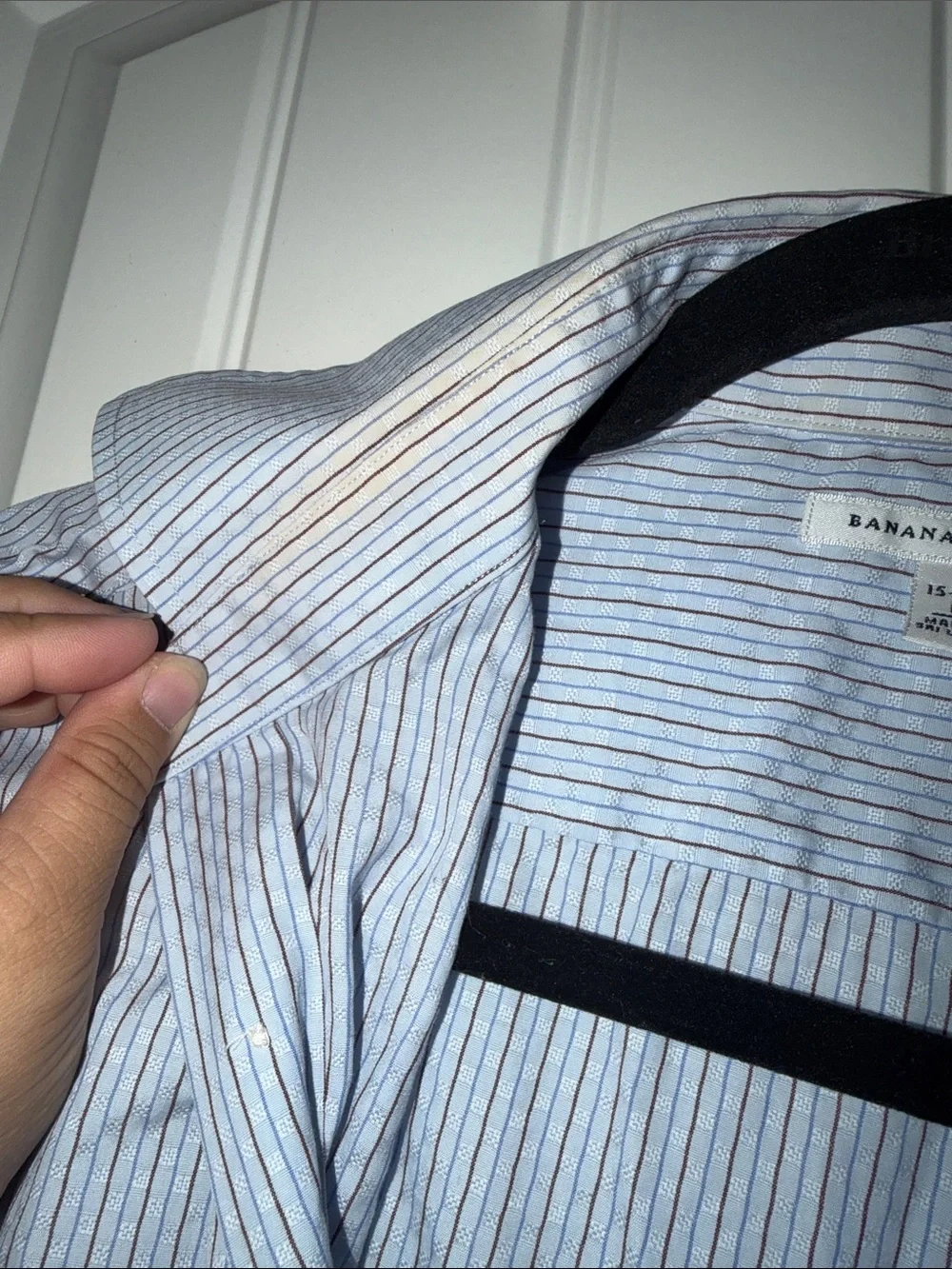 Banana Republic Classic Blue Stripe Men's Button-Down Dress Shirt